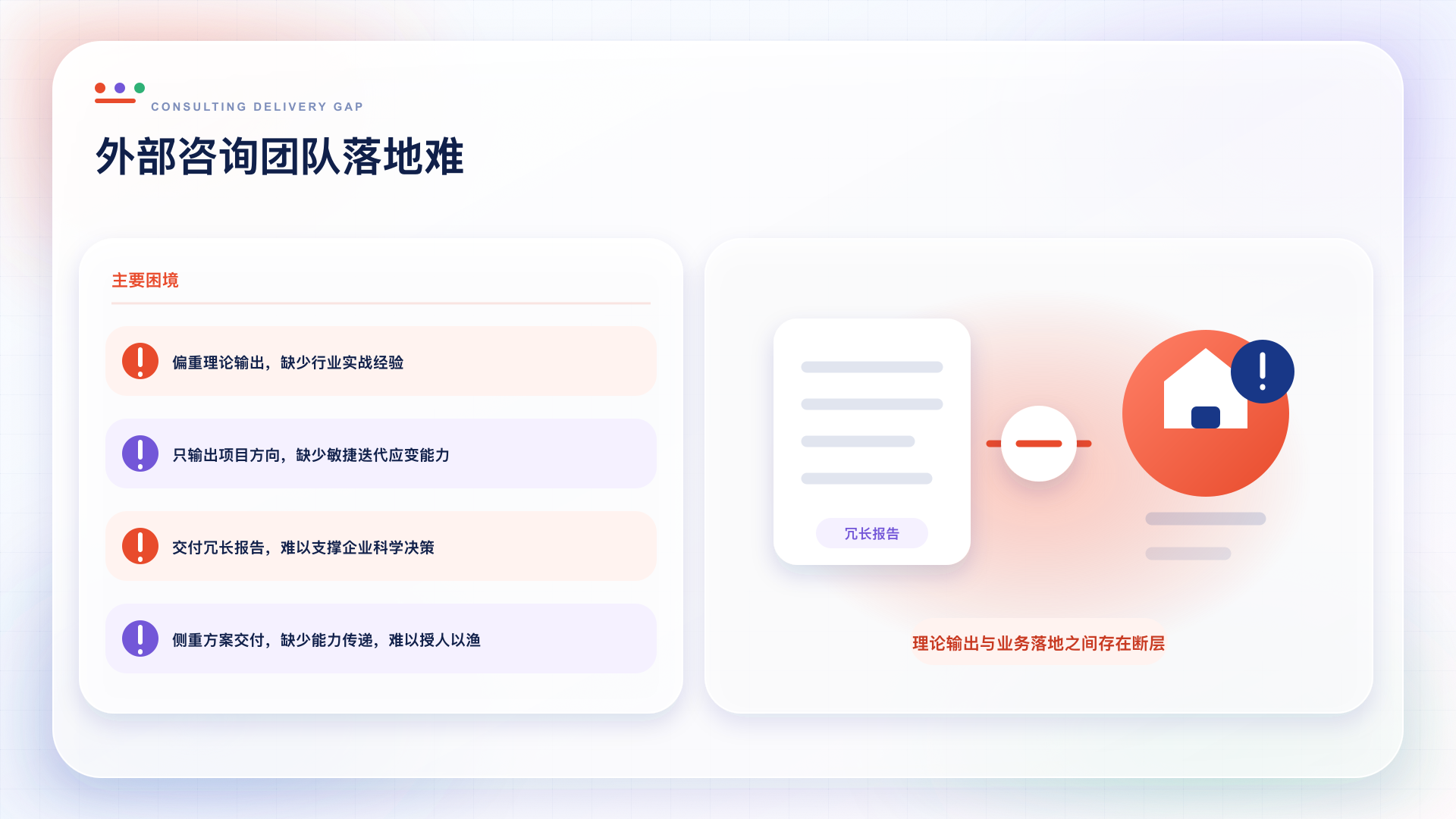 外部咨询团队落地难：理论输出与业务落地之间存在断层